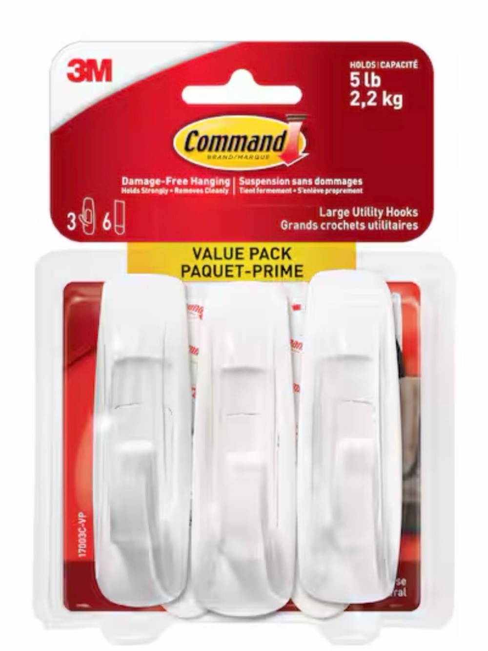 Command Damage Free Hanging Hooks White Large Hold Up To 5lbs Brand New Package